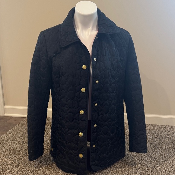 Coach Black Quilted Varsity Jacket - Picture 1 of 4